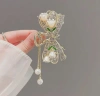 High-end tassel lily of the valley women's hairpin medium-sized, half-tied hair at the back of the head, elegant water diamond bow hairpin headwear, national trend series details Picture